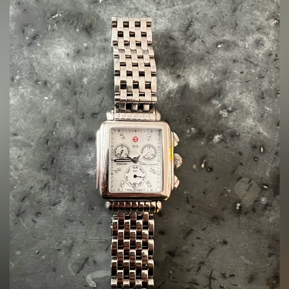 Michele Deco Diamond Stainless Steel Watch